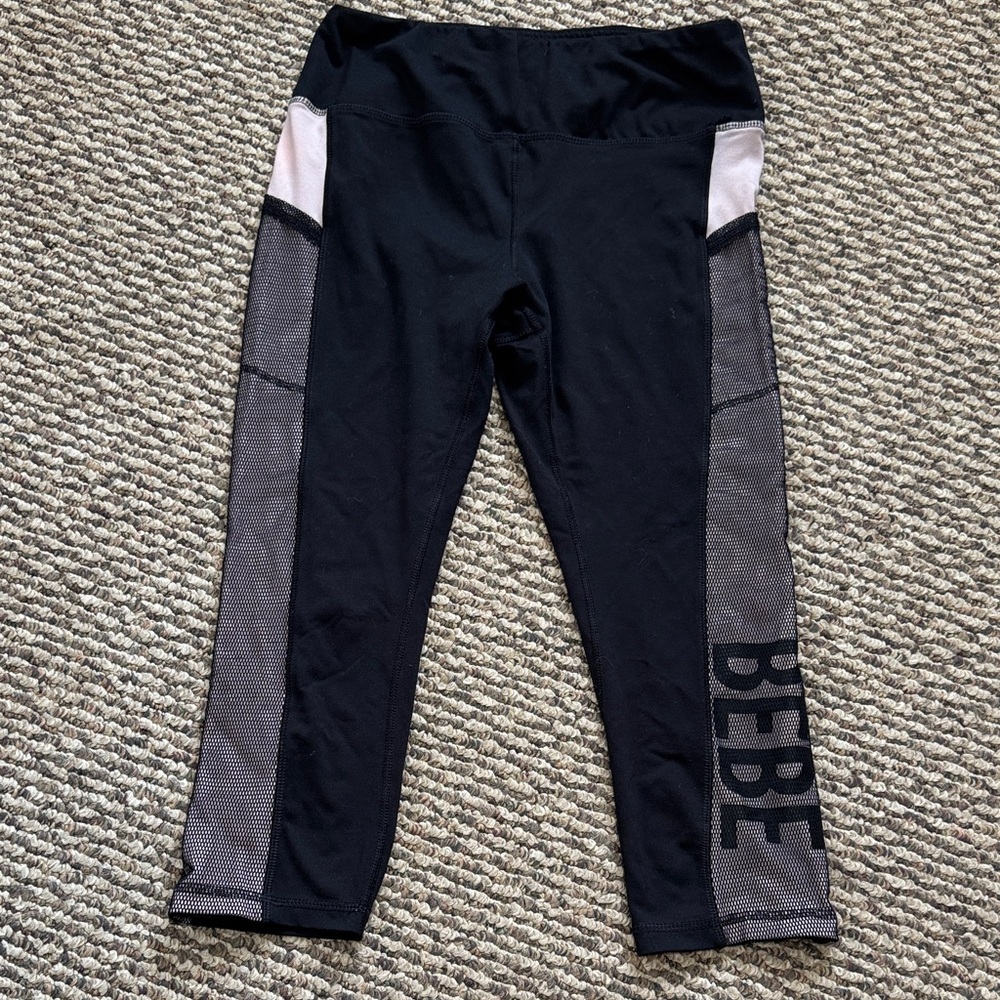 Bebe Black and Pink Side Panel Leggings